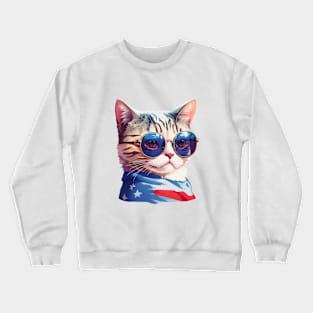 Cool Ameowica Patriot Crewneck Sweatshirt